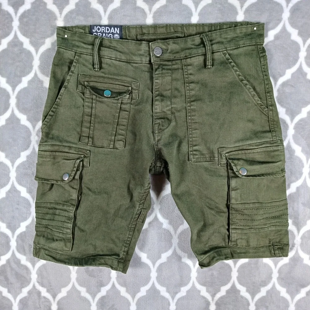 Jordan Craig Cargo Shorts Men Size 32 Green Olive Cairo Urban Utility Safari